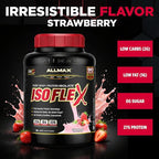 ALLMAX ISOFLEX Pure Whey Isolate Protein Powder - Gluten Free, Low Lactose, Sugar-Free - High-Protein, Clean, Keto-Friendly for Pre Post Workout Supplement for Women and Men | Strawberry, 5lb