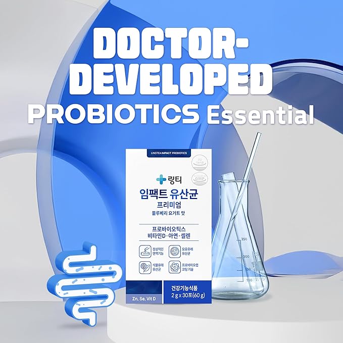 Doctor Developed Premium Impact Probiotics | 13 Probiotic Strains | 1 Billion CFU | for All Ages and Genders | Essential Vitamins | Digestive & Gut Health | Blueberry Yogurt Flavor | 30 Count