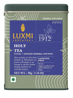 Luxmi Estates Holy Basil Tulsi Ginger Tea for Immunity | Loose Leaf 25 Cups (50g/1.76oz) | Caffeine Free | Non-GMO