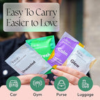 FOMIN Travel Deodorant Wipes - 50 Count - Variety Pack - pH Balanced, Hypoallergenic Mini Deodorant Wipes For Women and Men - Plastic-Free, Individually Wrapped Underarm & Body Wipes