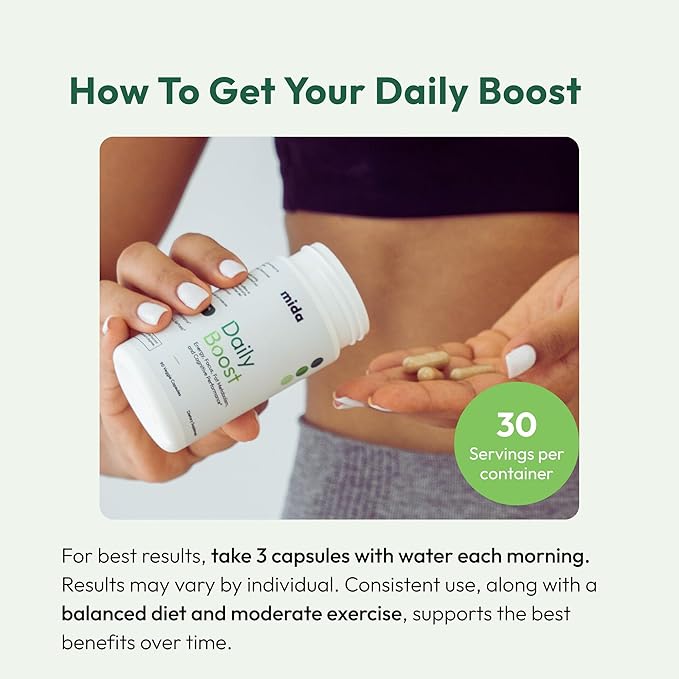 Daily Boost for Women & Men 3-in-1 Metabolism, Focus & Steady Energy Support | 7-Keto DHEA, Green Tea Caffeine, CoQ10 & Ginseng | 90 Capsules