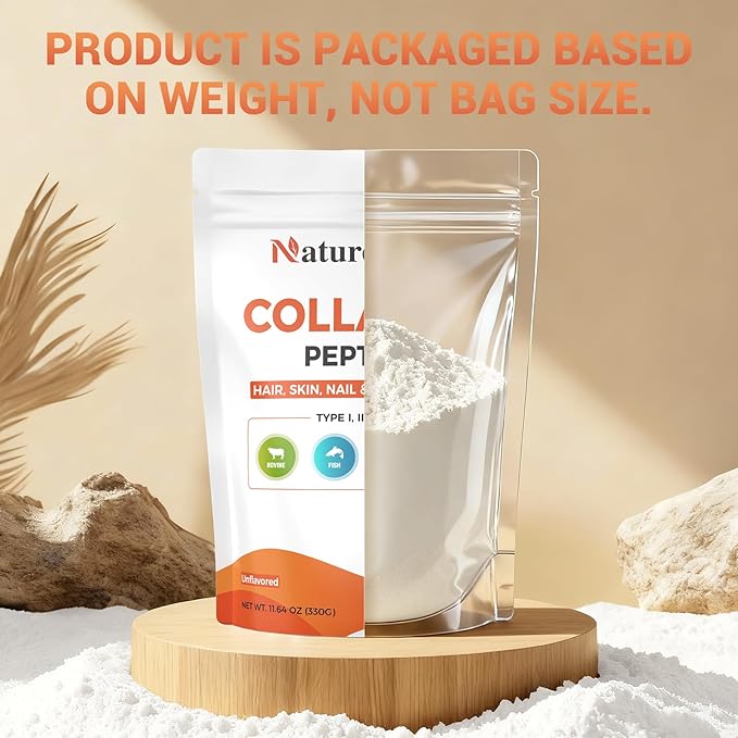 Collagen Peptides, 5 Types of Hydrolyzed Collagen Powder Supplement (I, II, III, V, X), 11g Collagen for Women & Men, Supports Hair, Skin, Nails, Joints & Bones, Unflavored, Keto Friendly, 30 Servings