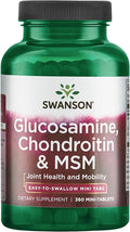 Swanson Glucosamine, Chondroitin & MSM - Cartilage & Joint Health Supplement* - Supports Mobility & Flexibility* - Easy-to-Swallow Mini Tablets - Gluten Free & Non-GMO - 360 Mini-Tablets