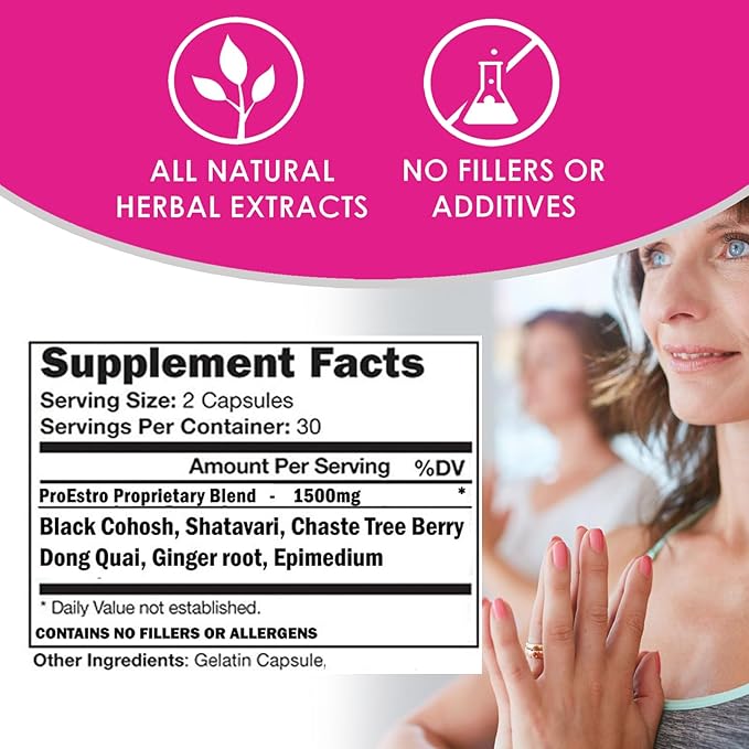 VH Nutrition PROESTRO | Estrogen Support* Supplement for Women | Extra Strength Hormone Balance* for Her | 60 Capsules in Easy to Swallow Pills