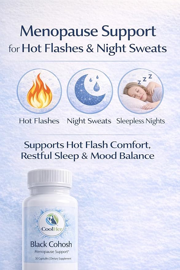Menopause Support for Women – Hot Flash & Night Sweat Relief – Black Cohosh Supplement – Non-GMO, Gluten-Free – 30 Capsules
