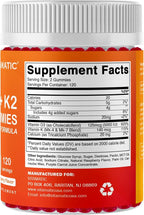 Vitamatic Vitamin D3 K2 with Calcium Gummies - 240 Count - Non-GMO, Gluten Free