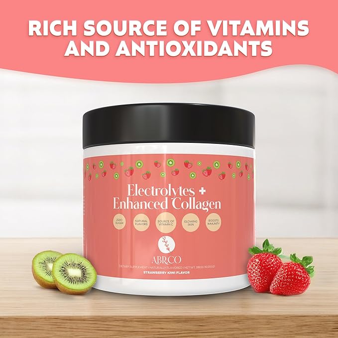 Electrolytes + Enhanced Collagen Zero Sugar Powder with Vitamin C - Muscle Recovery & Hydration Support - 30 Servings - Supports Immune & Joint Health - Keep Your Skin Looking Radiant & Hydrated