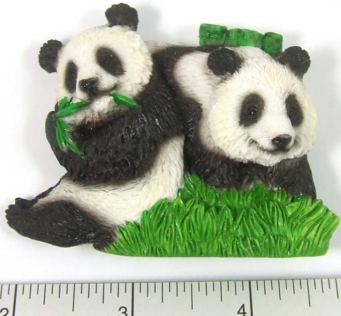 WitnyStore Tiny 2⅝" Giant Panda Bears of China Magnet - Miniature Hand Made Painted Resin 3D Asia Tourist Attractions Decorative Refrigerator Fridge Magnets Décor Collectible Traveler Souvenirs Gifts