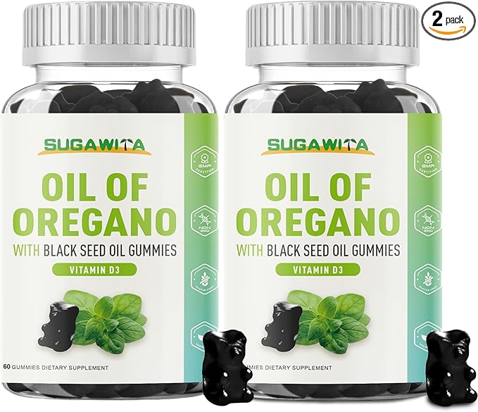 Oil of Oregano with Black Seed Oil + Vitamin D3 | 3 in 1 Oregano Oil 500mg Gummies for Immune Health | Retains High Concentrated Carvacrol & Thymoquinone | Non-GMO, Vegan | 120 Chewable