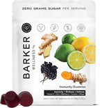 Barker Wellness Immunity Gummies with Vitamin C, Zinc, Elderberry, Turmeric & Ginger for Daily Immune Support | Vegan, Sugar-Free, Lemon-Lime Flavor | Seasonal Wellness Essentials, 60 Count