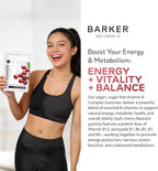 Barker Wellness Vegan B-Complex Gummies – Comprehensive Energy & Metabolism Boost with B1, B5, B6, B7 Biotin, B9 Folate, B12 | Sugar-Free Cherry Flavor for Daily Focus & Vitality