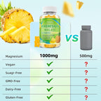 Magnesium Malate Gummies 1000mg, Chewable Magnesium Malate Supplements with CoQ10, L-Theanine & Vitamin B6 for Energy Boost & Muscle Health, Sugar-Free/Vegan, Pineapple Flavor 120 Count