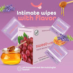 Sweetums Flavored Feminine Wipes For Women, Individually Wrapped - pH Balanced Wipes - Honey Lavender, Pack of 10