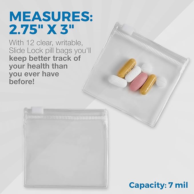 Zippered Pill Pouch Bags - 1200 Pcs, Slide Lock Clear Plastic Mini Bags, BPA-Free for Pills Vitamins, Supplements, Medications, Jewelry, Crafts, Small Objects - Self-Sealing, Reusable, Travel-Friendly
