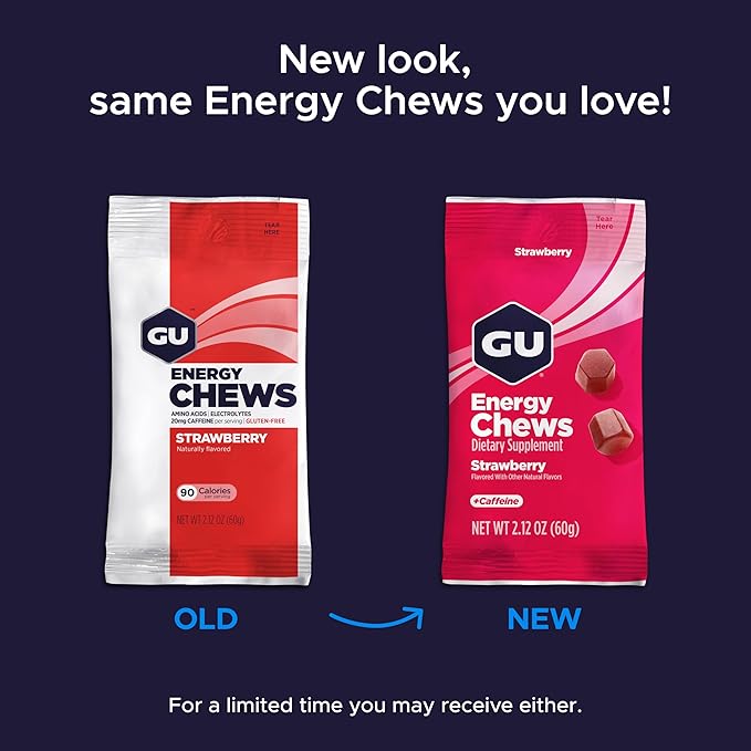 GU Energy Chews, Mixed Pack Gummies with Electrolytes, Vegan, Gluten-Free, Caffeine-Free, and Dairy-Free On-The-Go Energy for Any Workout,12 Bags (24 Servings Total), Flavors May Vary