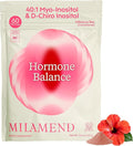 milamend Hormone Balance for Women 40:1 Myo-Inositol D-Chiro Inositol Supplement + CoQ10, ALA, & Amino Acids – Fertility, Ovarian & Cycle Support – Unsweetened Hibiscus Tea Powder – 30-Day Supply