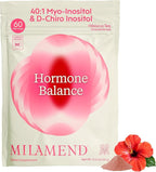 milamend Hormone Balance for Women 40:1 Myo-Inositol D-Chiro Inositol Supplement + CoQ10, ALA, & Amino Acids – Fertility, Ovarian & Cycle Support – Unsweetened Hibiscus Tea Powder – 30-Day Supply
