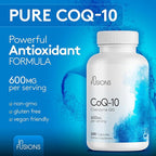 Infusions Maximum Strength Pure CoQ10 600mg 200 Capsules High Absorption Gluten Free Non-GMO