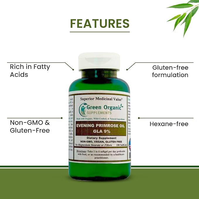 Green Organic Supplements Evening Primrose Oil, GLA, Organic (Pack of 1)