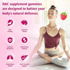 NAC Gummies Sugar-Free, N-Acetyl Cysteine NAC Supplement 1000mg for Antioxidants, Immune Support, Non-GMO, Gluten-Free, Vegan – Raspberry Flavor, 60 Gummies