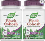 Nature's Way Black Cohosh Premium Extract, Helps Reduce Night Sweats and Promotes Restful Sleep for Women During Menopause*, 40 mg per Serving, 120 Vegan Capsules (Packaging May Vary), (Pack of 2)