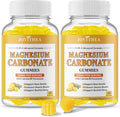 2 Pack Magnesium Carbonate Gummies 500mg, High Absorption Magnesium Supplement for Women & Men, with Calcium, Potassium, Vitamin C & D3, Support Digestive & Muscle Health, Sugar Free, Vegan,120Ct