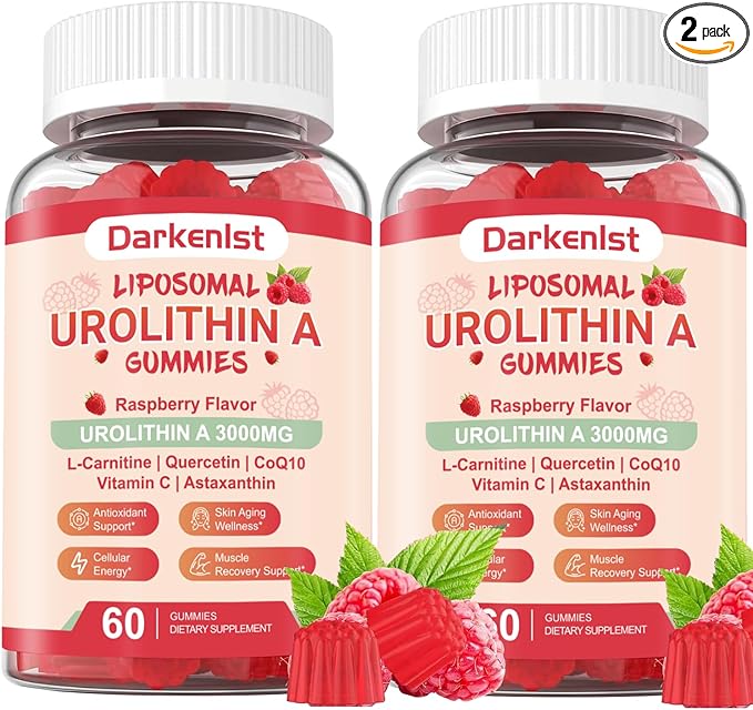 2 Pack Liposomal 3000mg Urolithin A Gummies Complex CoQ10, Resveratrol, L-Carnitine, Quercetin, Astaxanthin | 7-in-1 Mitochondrial Support Supplement for Cellular Support, Vitality & Wellness Aging