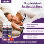 Melatonin 5mg Gummies for Adults, Raspberry Flavor Sleep Aid, Sugar-Free, 60 Gummies, 60 Days Supply
