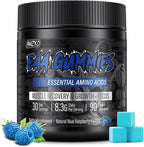 EAA Gummies - 2:1:1 BCAA Formula (8300mg) - Essential Amino Acids for Muscle Recovery & Endurance - Non-GMO, Gluten Free, Sugar Free, Vegetarian, Blue Raspberry Flavor - 90 Count