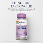 SOLARAY Saffron Extract - Sleep and Positive Mood Support - Vegan and Gluten Free Saffron Supplements - Lab Verified - 60-Day Guarantee - 30 Servings, 30 VegCaps