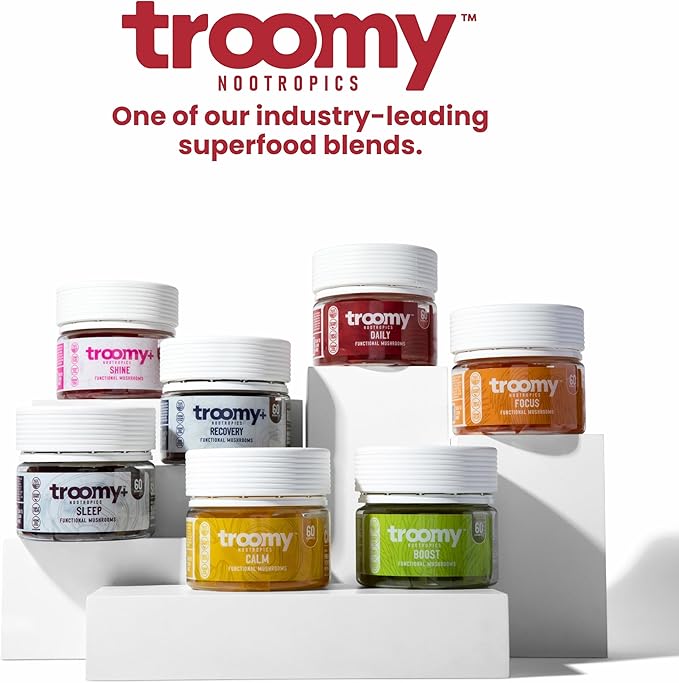 Troomy Daily 14 Mushroom Blend Gummies - Great Tasting Natural Mango Strawberry Flavor, Gelatin-Free, Gluten-Free, Vegetarian - 30 Count