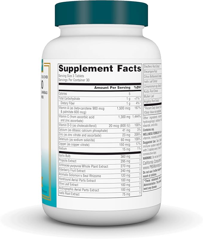 Source Naturals Wellness Formula Bio-Aligned Vitamins & Herbal Defense - Immune System Support Supplement & Immunity Booster - 90 Tablets