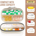 Travel Pill Organizer, 7 Day Portable Pill Case, Small Pill Box for Pocket Purse Portable Medicine Vitamin Container (Pearl White,1 Pack)