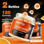 Whey Protein Gummies with BCAA 2:1:1, 10g Protein per Serving for Men & Women, Low Calorie, Sugar Free, Orange Flavor, 120 Count