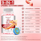 1 Pack 2500MG Liposomal Glutathione Gummies, 2X Absorption Liposomal Glutathione for Women-Complex L-Cysteine, Antioxidant, Skin & Liver Support, Strawberry Flavor, 60 Count