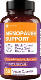 Complete Menopause Support Supplement for Women | Menopause Synbiotic with Black Cohosh, Dong Quai, Rhubarb Root | Helps Easing Hot Flashes, Night Sweats, Restful Sleep | 60 Capsules