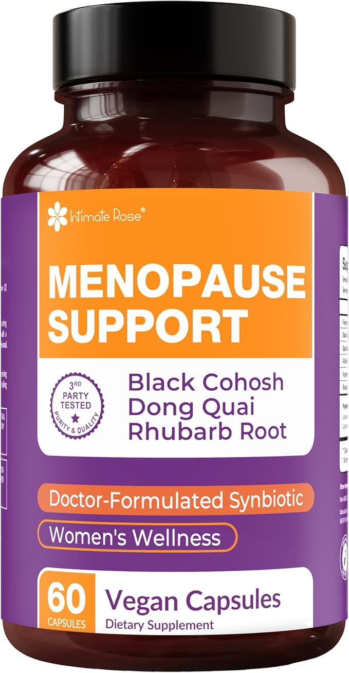 Complete Menopause Support Supplement for Women | Menopause Synbiotic with Black Cohosh, Dong Quai, Rhubarb Root | Helps Easing Hot Flashes, Night Sweats, Restful Sleep | 60 Capsules