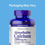 Puritan's Pride Absorbable Calcium 1200 mg Plus Vitamin D3 25mcg 1000 IU With Bone-Active™, Dietary Supplement For Bone Strength, Heart, Nerve, Muscle, And Immune Support, 100 Rapid Release Softgels