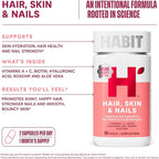 Habit Hair, Skin & Nails Supplement 2 Pack (120 Capsules) - New Look, Supports Skin Hydration, Hair & Nail Strength, Biotin 2000mcg, Vitamin A & C, Hyaluronic Acid, Rosehip, Vegan, Non-GMO