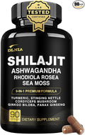 DLNIA Shilajit 9-in-1 Capsules – Organic Himalayan Complex with Ashwagandha, Sea Moss, Turmeric & More – Vegan, Lab-Tested, Immune & Energy Support for Men & Women – 90 Capsules