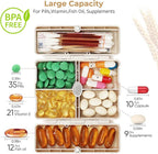 Zentiky Small Daily Pill Organizer with Labels, Medicine Pill Organizer Fit with Your Purse or Pocket for Travel to Hold Vitamin, Fish Oil, Supplement,Cotton Swabs, Bandages or Jewelry-Beige