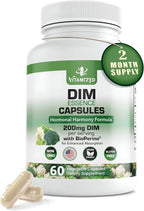 Dim Estrogen Supplement for Hormone Harmony & Skin Health, 2 Month Supply - 200 mg Diindolylmethane for Metabolism Balance, Menopause, Mood Support w Bioperine for Higher Absorption
