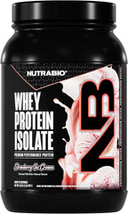NutraBio 100% Whey Protein Isolate Protein Powder, 25g Protein with Complete Amino Acid Profile, Non-GMO, Soy & Gluten Free, Low Carb, Low Calorie Whey Protein Powder, Strawberry Ice Cream, 2 Lbs