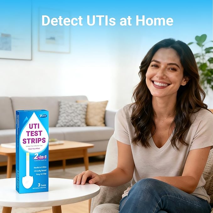 8 Pack UTI Test Strips, Urinary Tract Infection Test Kit for Women Men, Accurate Result in 2 Minutes, Monitor Bladder Health at Home, Clinically Tested, Easy to Grip, Individually Wrapped,