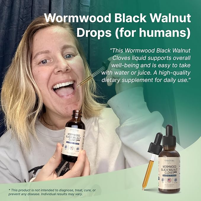 VINATURA Wormwood Black Walnut Cloves Liquid - Cleanse, Detox for Humans with Papaya Leaf and Pumpkin Seed, Intestinal Guard Formula Supplement - 2 fl oz