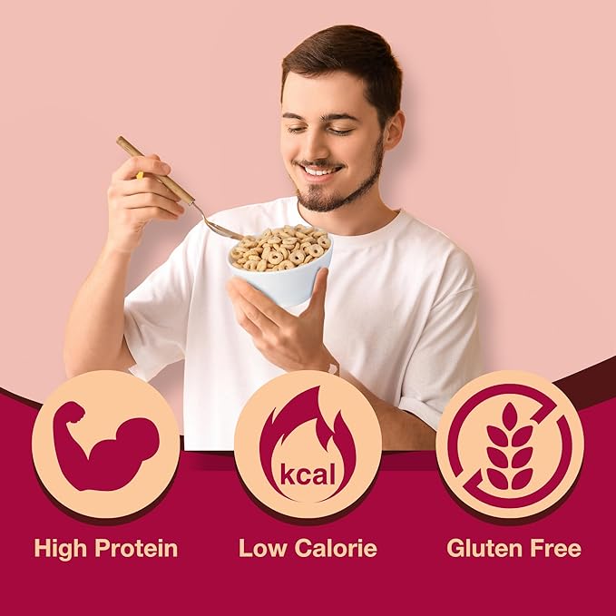 ProtiDIET High Protein Honey Nut Soy Cereal - Gluten Free, Keto Friendly, Low Sugar, Low Fat Honey Nut Cereal, Healthy Breakfast for Adults - Perfect Pair for your Milk - 7 Pouches