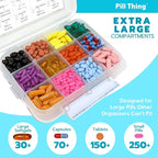 12 Compartment Large Pill Case with Airtight Seal - Silicone Gasket Waterproof Med Box with Medication Map & Medical Alert Card (Clear, 2 Pack)