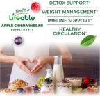 Lifeable Apple Cider Vinegar Gummies with Mother | 1000 mg | Advanced ACV for Detox & Cleansing, Supports Metabolism, Digestion, & Energy | 60 Gummies for Weight Loss and Belly Fat