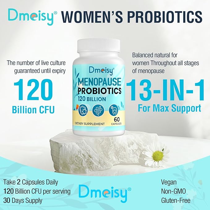 120 Billion CFU Probiotic - Menopause Support Probiotics for Women, Natural Menopause Probiotic Supplement for Hot Flashes Night Sweats Mood Swings Hormone Balance Gut & Immune Health- 120 Caps