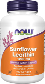 NOW Foods Supplements, Sunflower Lecithin 1200 mg with Phosphatidyl Choline, 100 Softgels